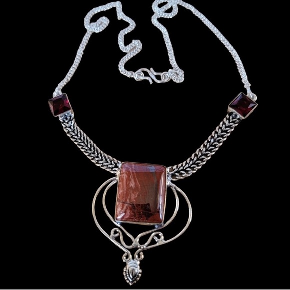 Sold to D Brummett NWT Red Coral & Garnet Sterling Necklace - Picture 9 of 9